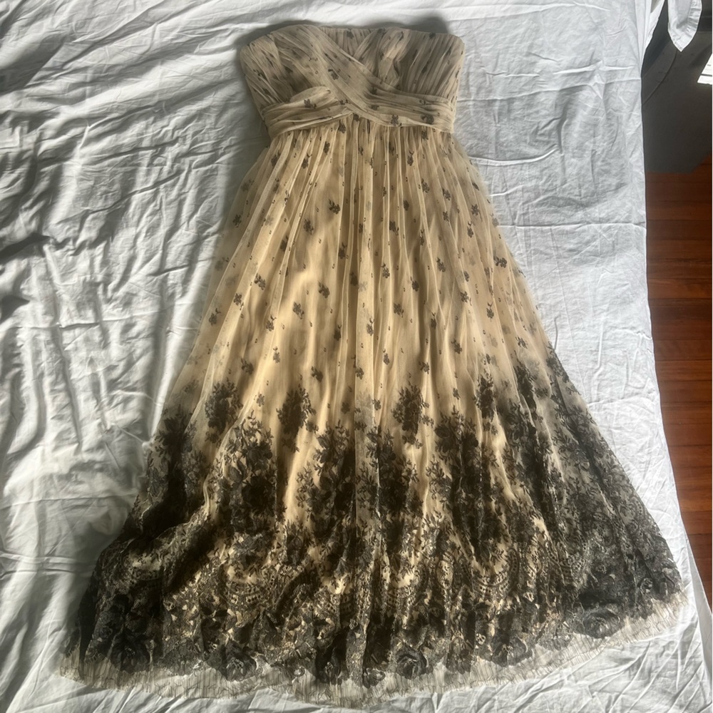 Carmen Marc Valvo Chiffon Strapless gown, excellent condition Size 12